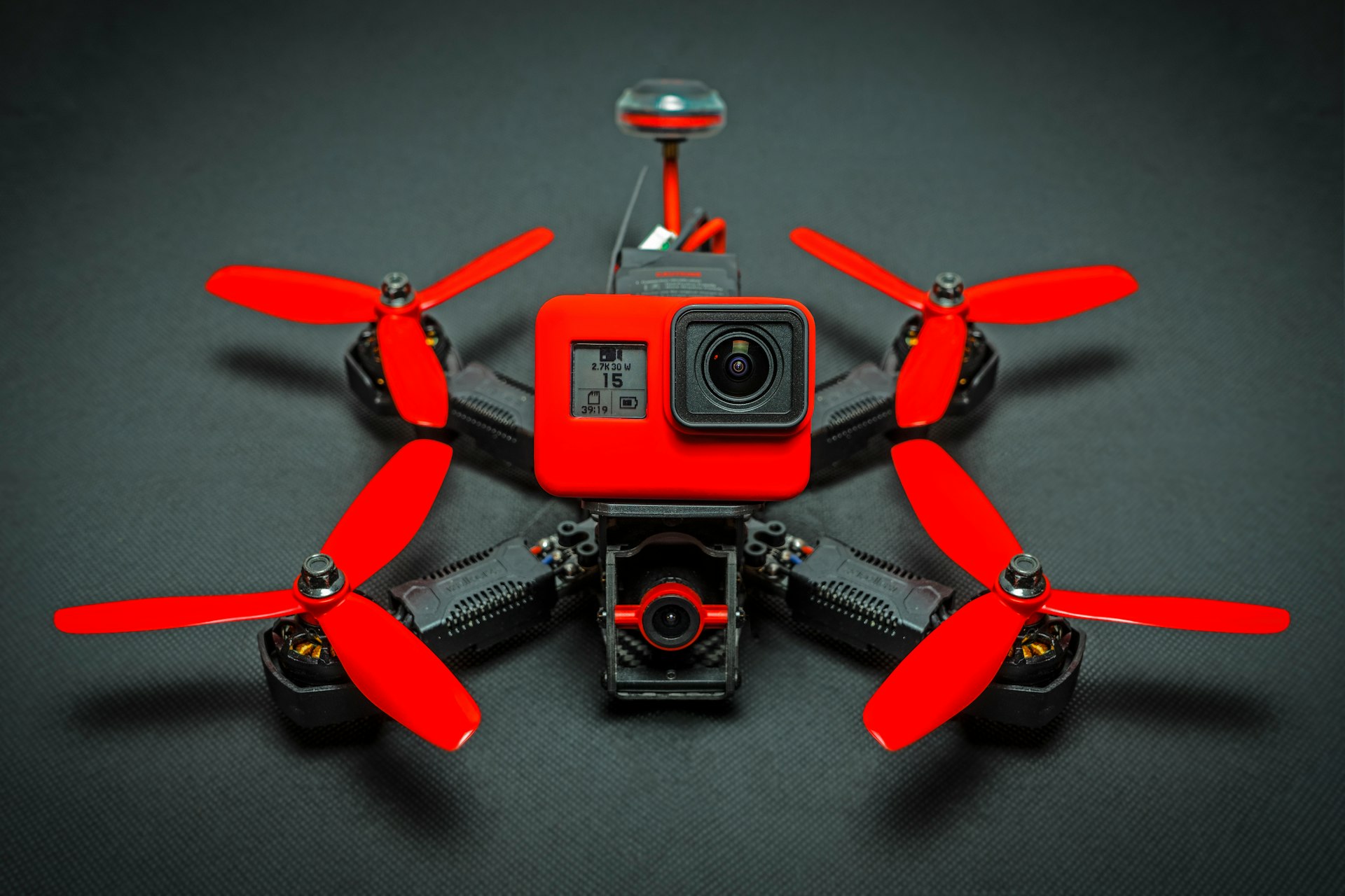 red and black drone